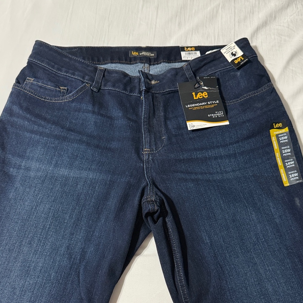 Lee Petite Womens Regular Fit Straight Leg Jeans